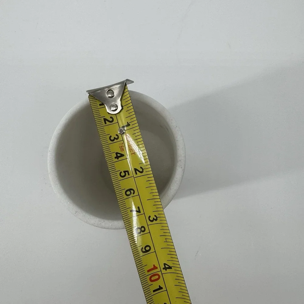 DKNY White Marble Bath Cup Vanity Brush Holder Desk Pencil Organizer Decor